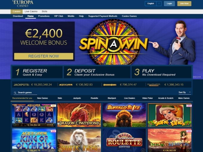 EURO 485 casino chip at Spin Palace Casino