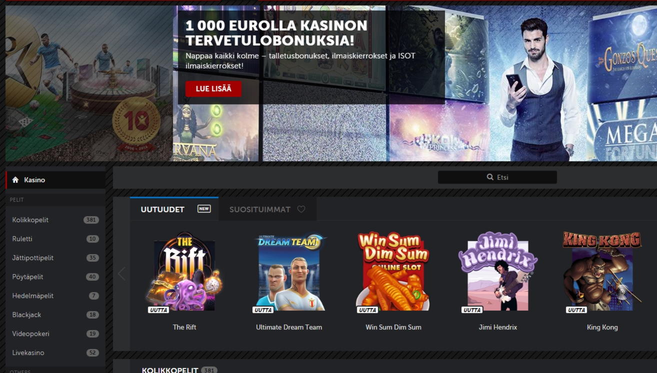 135 Free spins casino at Betway Casino