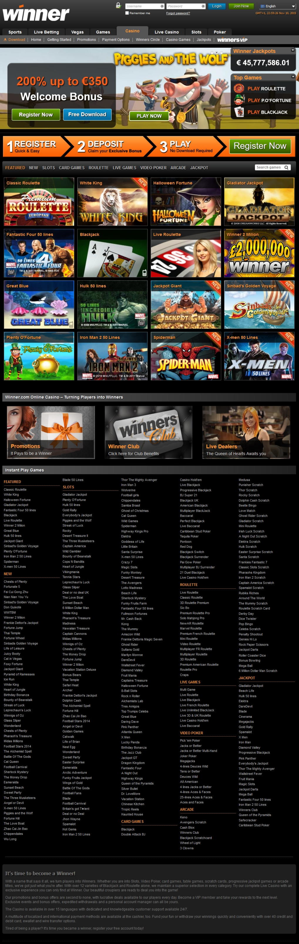 325% Match bonus at Roaring 21 Casino